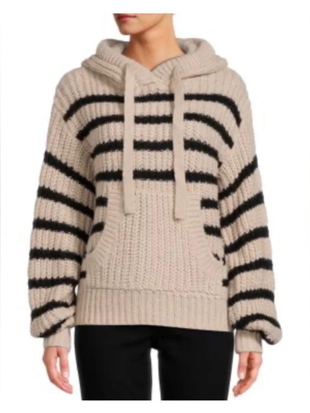 Vica Tan and Black Striped Chunky Knit